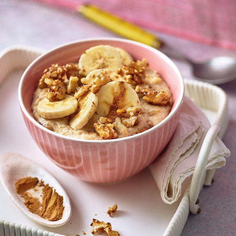 Bananenporridge mit karamellisierter Walnuss