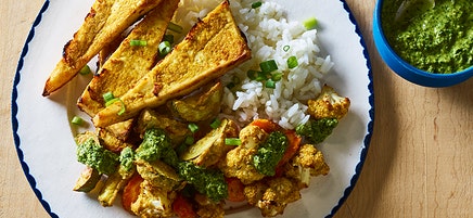 Tandoori Tofu & Mixed Vegetables with Basmati Rice & Cilantro-Lime Drizzle