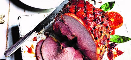 Sloe gin-glazed ham