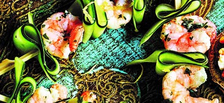 Cucumber & prawn skewers