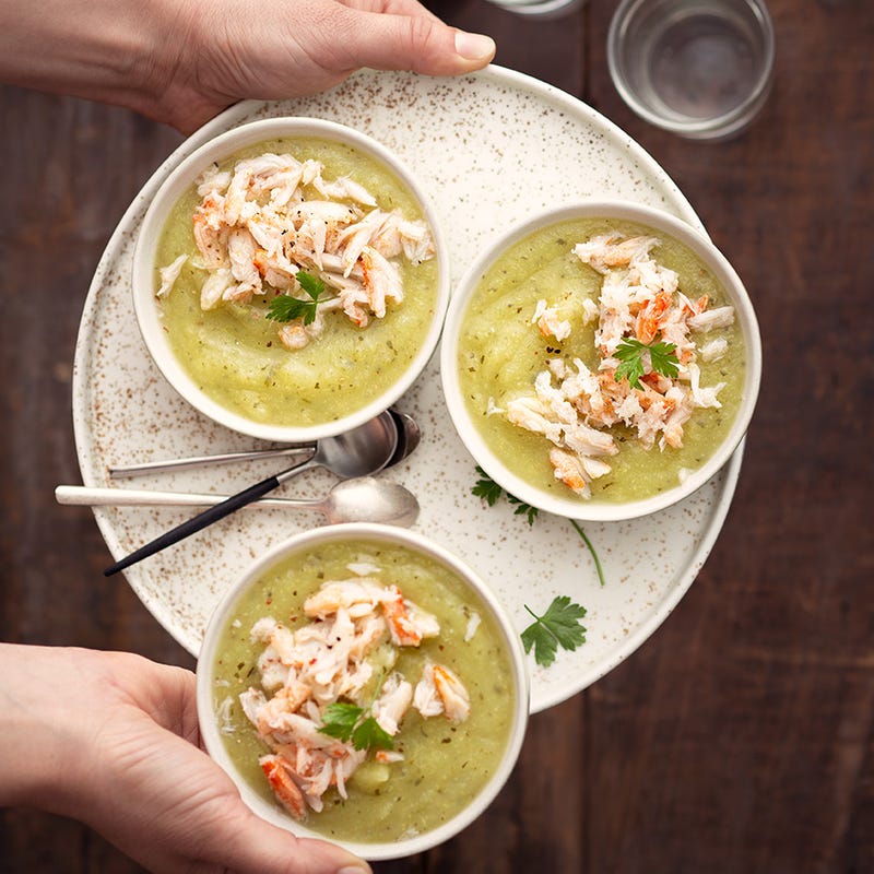 Velouté de céleri au crabe