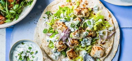 Greek chicken souvlaki wrap