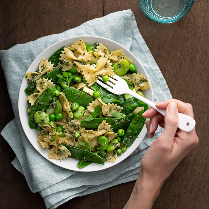 Farfalles au pesto de menthe
