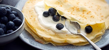 Crêpes au yaourt et aux myrtilles