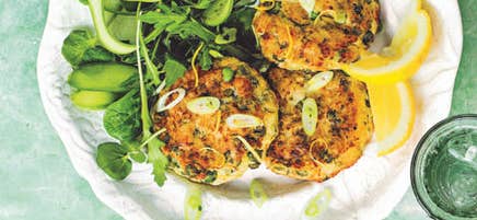Galettes de crabe aux petits pois et céleri