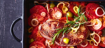 Biefstuk met tomaten uit de oven