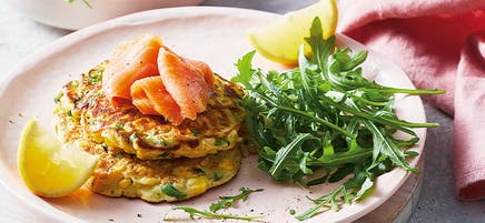 Corn and smoked salmon fritters