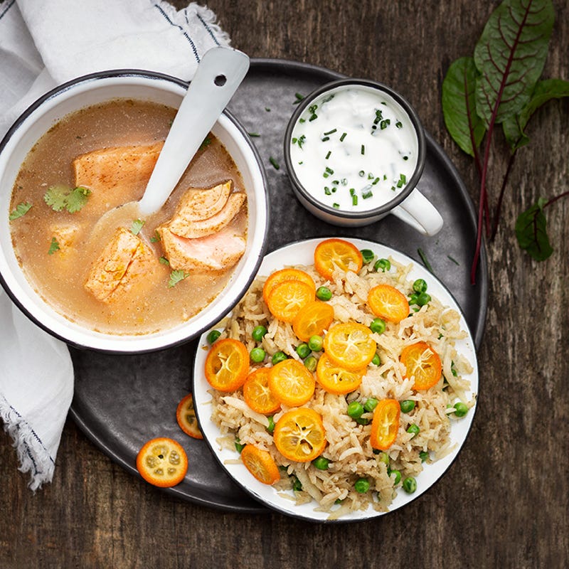Saumon mi-cuit au bouillon épicé