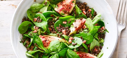 Feldsalat mit Linsen und Feigen
