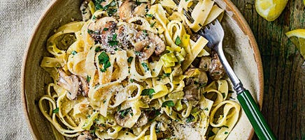 Mushroom & leek tagliatelle