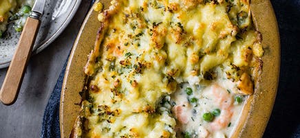 Fish pie with herby cauliflower mash