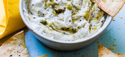 Griddled spring onion dip