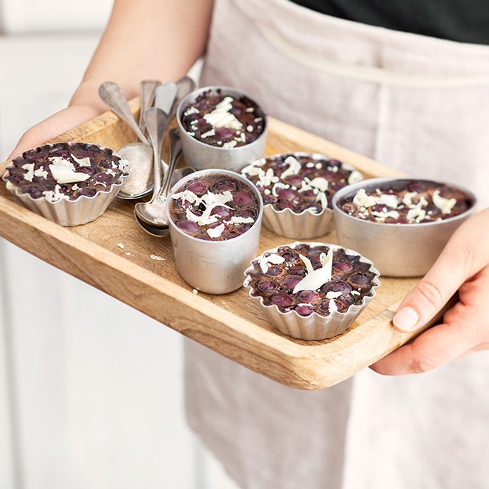 Petits flans chocolat myrtilles