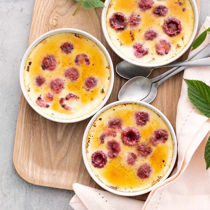 Crème brûlée vanille framboises