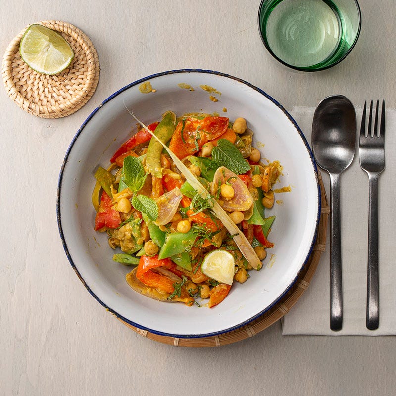 One-Pot-Kokoscurry mit Zitronengras und Kichererbsen