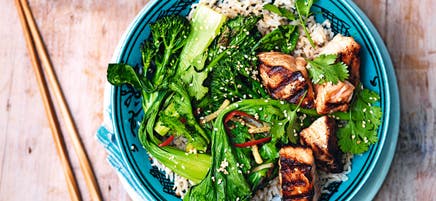 Salmon teriyaki rice bowl