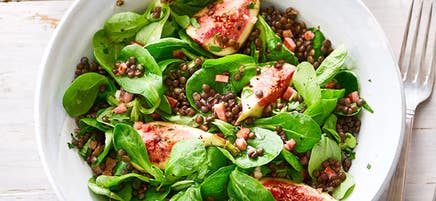 Salade de rampon aux lentilles et aux figues