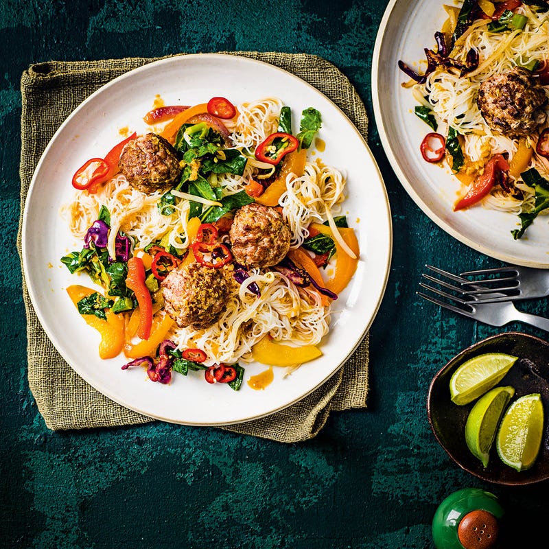Photo of Asian-style turkey meatballs with noodles by WW