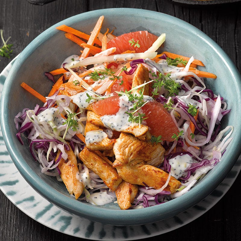 Rohkostsalat mit Trutenstreifen