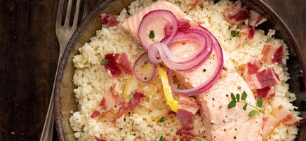 Semoule de chou-fleur et saumon