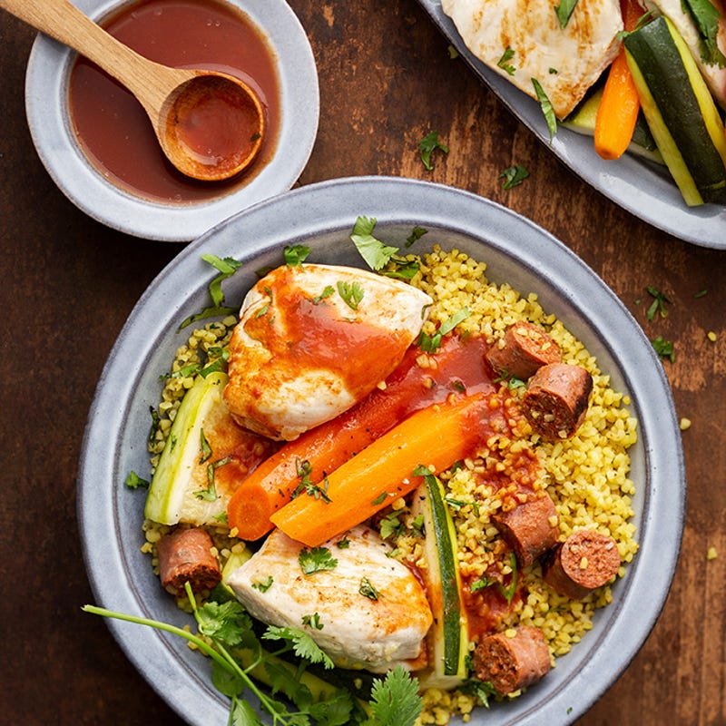 Photo de/du Couscous au poulet et dés de merguez par WW