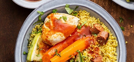 Couscous au poulet et dés de merguez