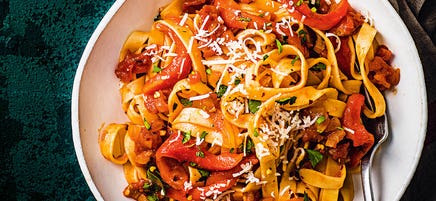 Tomato & pepper tagliatelle