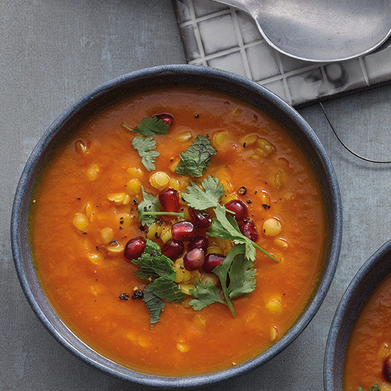 Würziger Kürbis-Linsen-Eintopf