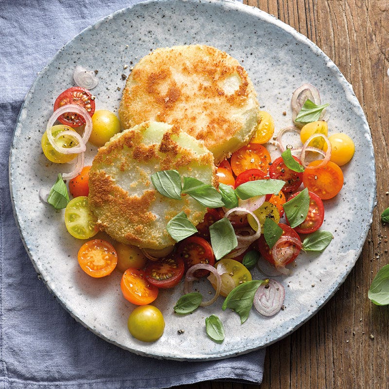 Kohlrabischnitzel mit Tomaten
