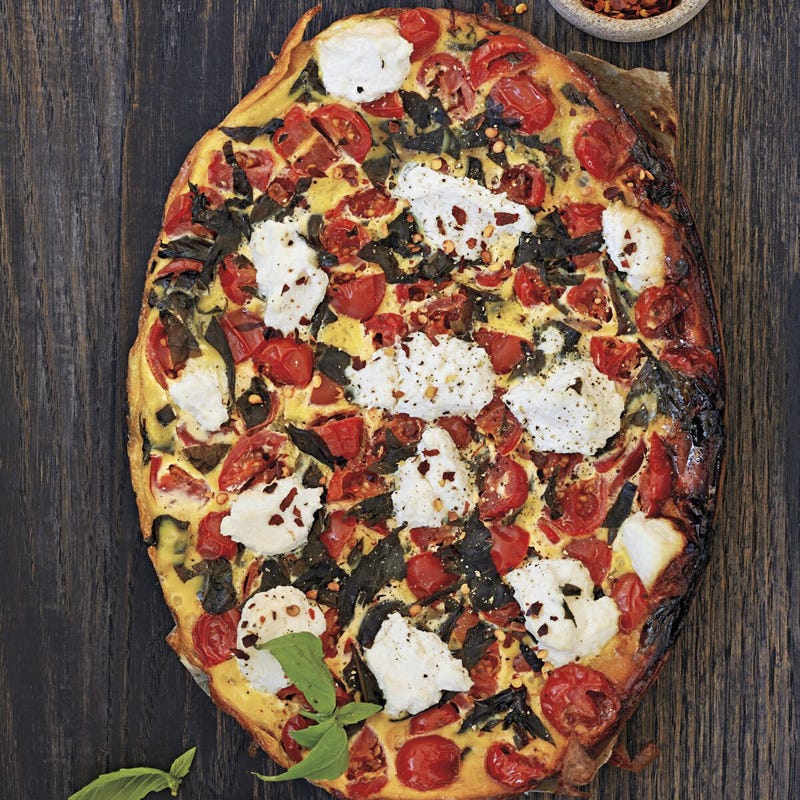Slow Cooker tomato, basil, and ricotta frittata