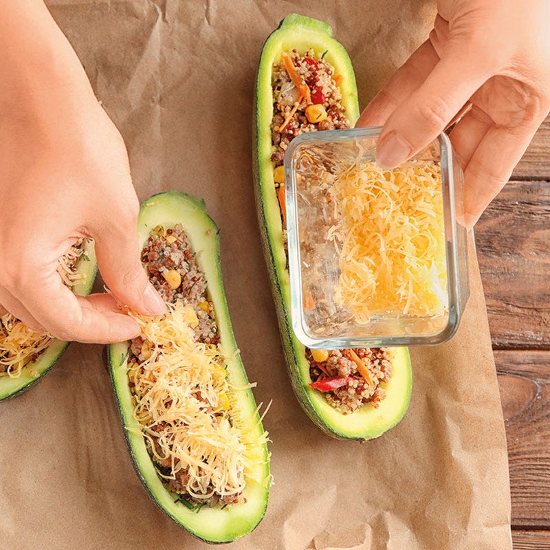 Gefüllte Zucchini mit Quinoa und Shiitakepilzen