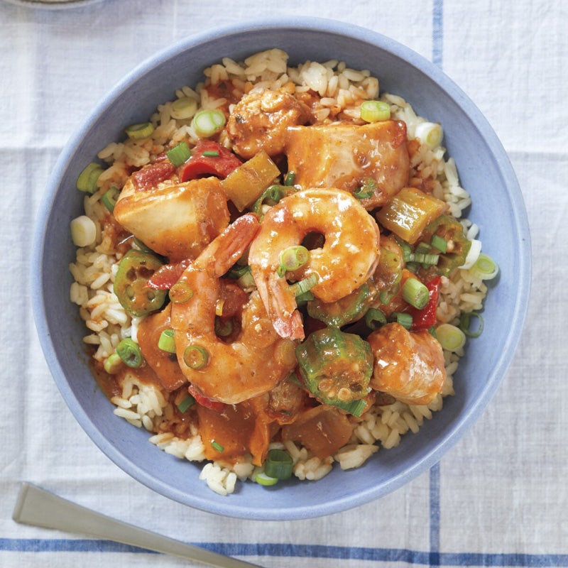 Sausage, chicken, and shrimp stew