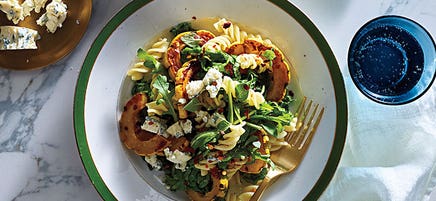 Fusilli with Delicata Squash, Blue Cheese & Arugula