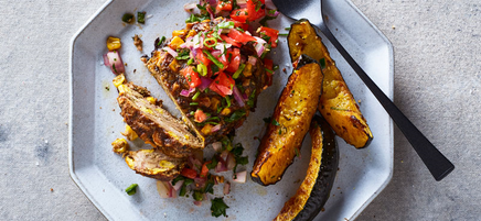 Tex-Mex Mini Meatloaf with Roasted Acorn Squash
