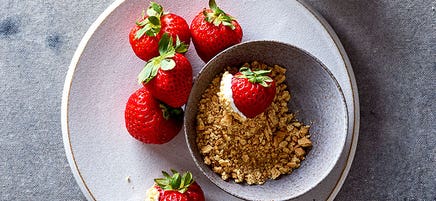Deconstructed strawberry cheesecake