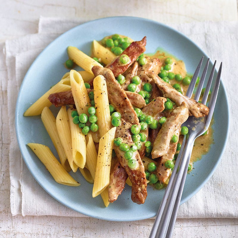 Kalbsgeschnetzeltes mit grünen Erbsen