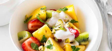 Fruit salad with spiced yoghurt