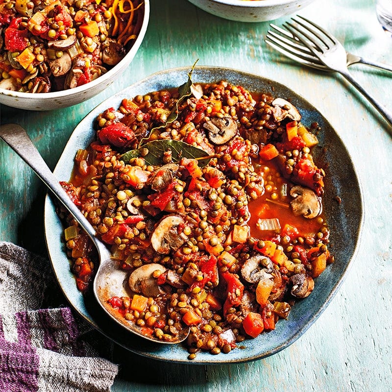 Mushroom and lentil ragu with boodles