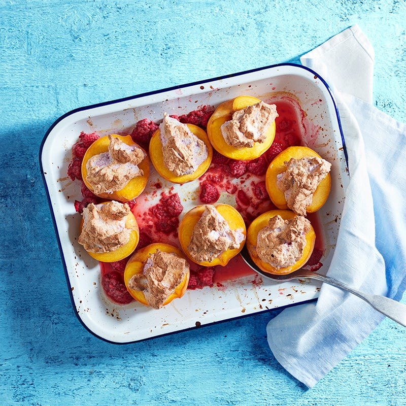 Baked peach melba