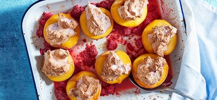 Baked peach melba