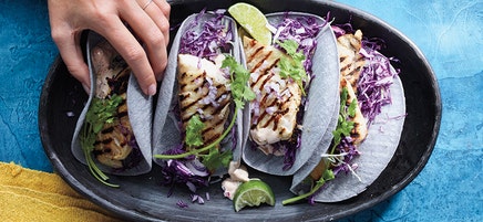 Fish tacos with creamy cilantro sauce