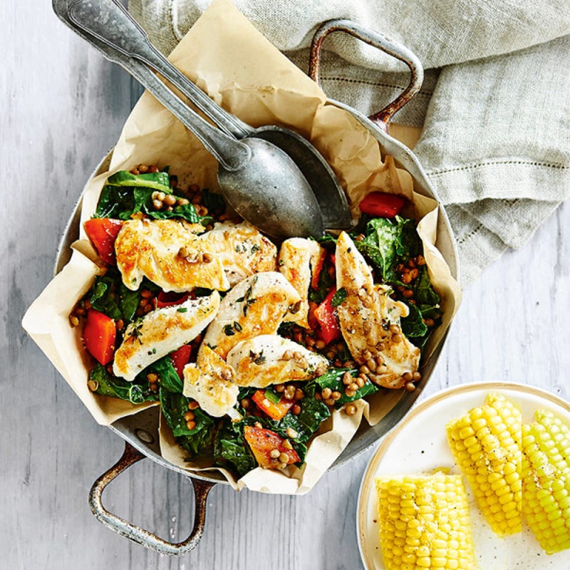 Photo de/du Poulet, lentilles et chou braisés par WW