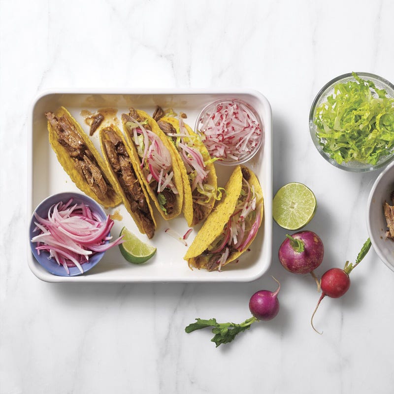 Tex-Mex red chile pork tacos