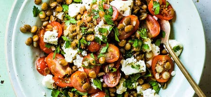 Lentil, feta & tomato salad