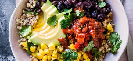 Cauliflower ‘rice’ burrito bowls