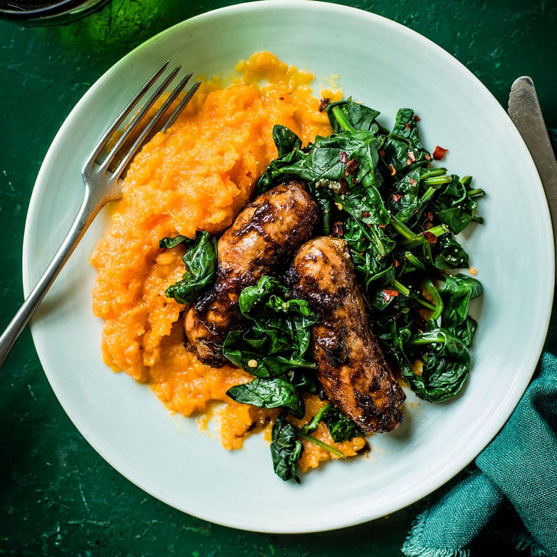 Photo of Smoky BBQ sausages with butternut squash mash by WW