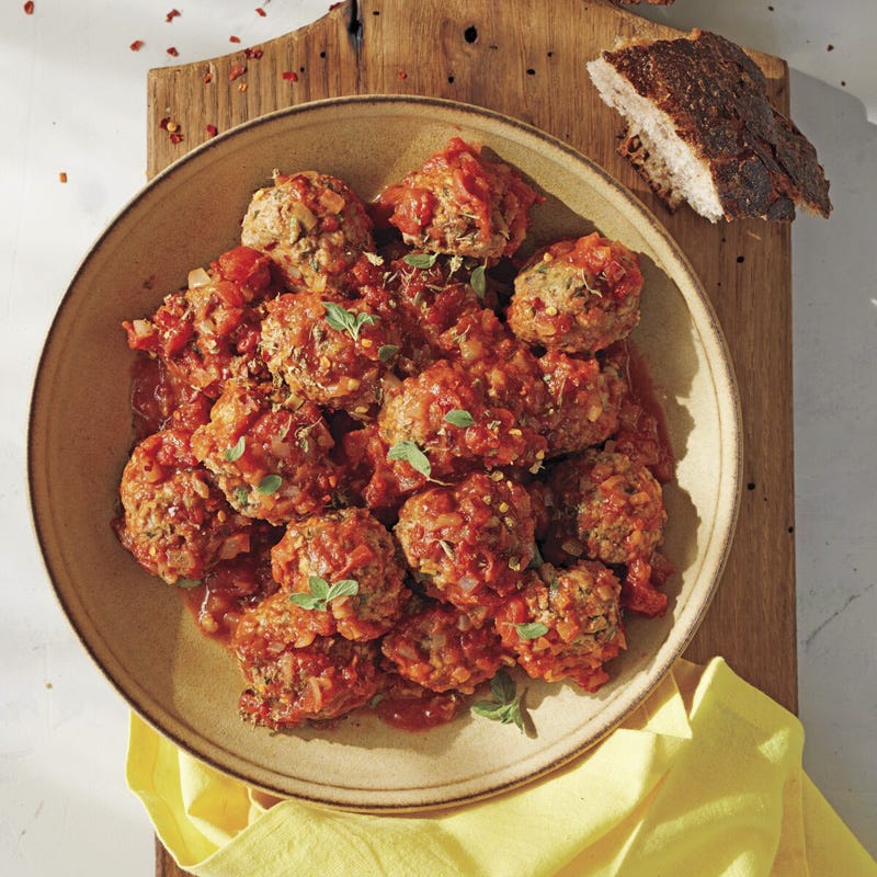 Lamb-ricotta meatballs and sauce