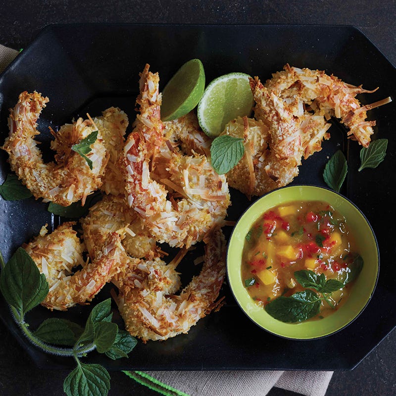 Coconut shrimp with mango dipping sauce