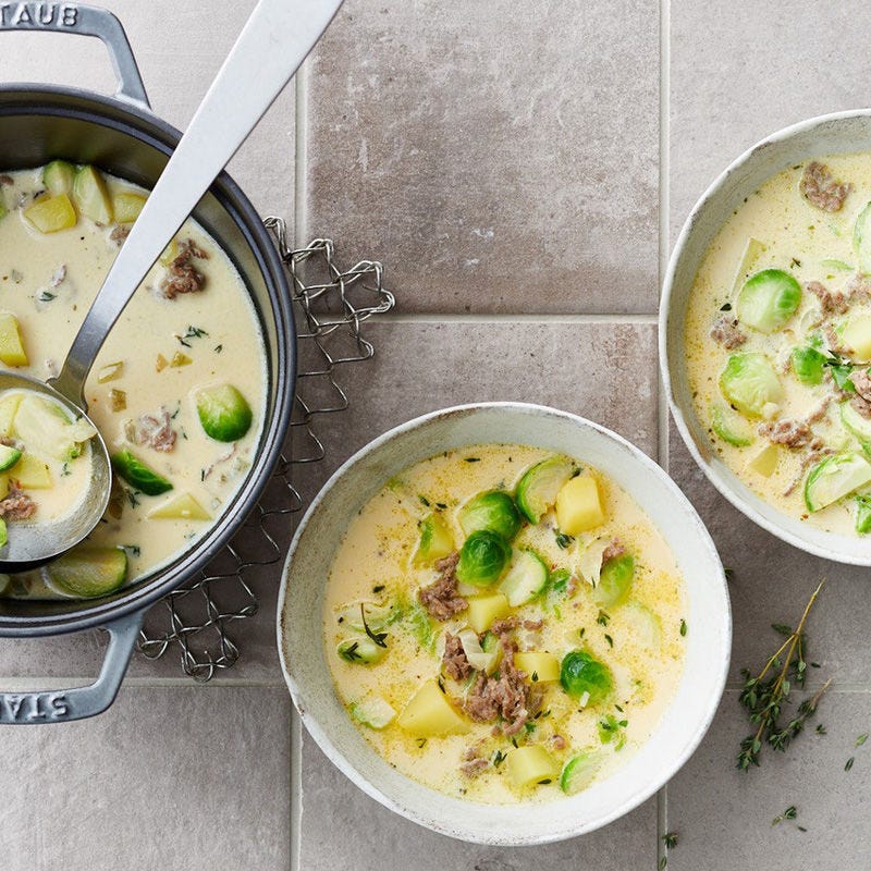 Rosenkohl-Hackfleisch-Suppe