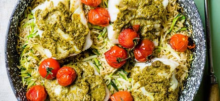 One-pan pesto cod & rice